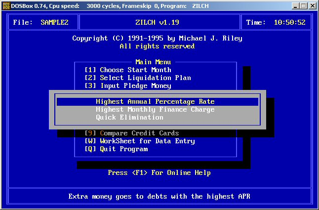 Zilch for DOS version 1.19