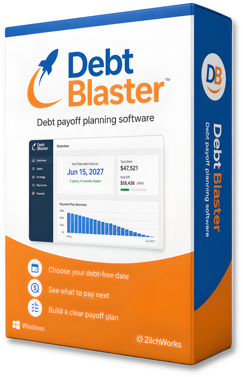 Debt Blaster for Windows software box