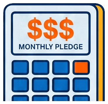 Debt Blaster calculator showing a monthly pledge amount