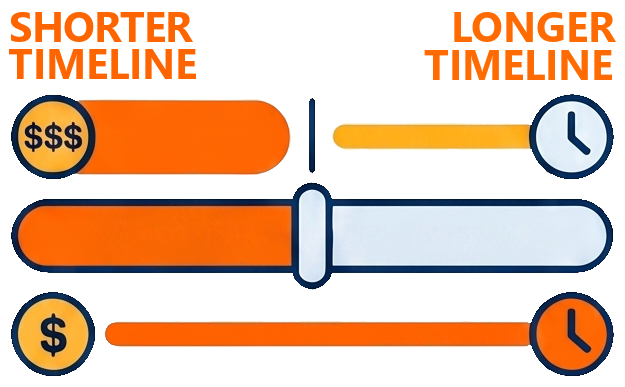 Dial-A-Date timeline showing shorter and longer payoff options